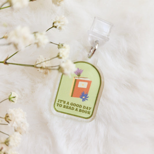 It's A Good Day To Read A Book Kindle Charm - The Bean Workshop - dust plug, e readers, kindle charm, phone charm, reading accessories