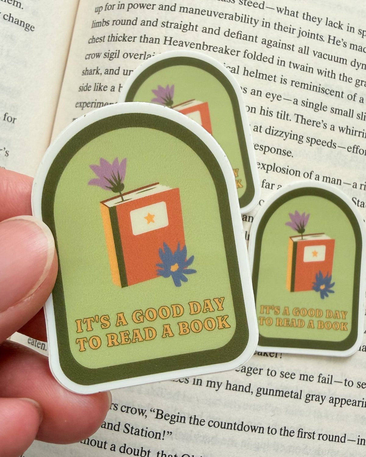 It's A Good Day To Read A Book Sticker - The Bean Workshop - book lover gift, book lover sticker, book trope, Bookish Gift, bookish sticker, cute sticker, die cut sticker, floral sticker, motivational sticker, reader sticker, reading sticker, sticker, vinyl sticker