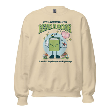 It's A Good Day To Read A Book Sweatshirt - The Bean Workshop - book lover, bookish, cute, read everyday, retro, sweatshirt