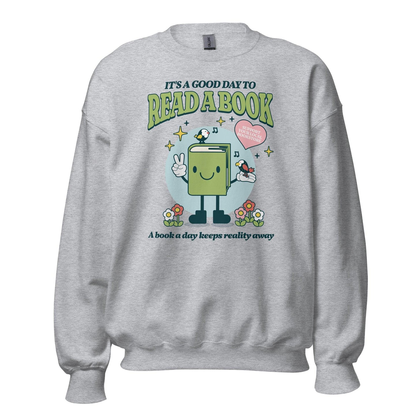 It's A Good Day To Read A Book Sweatshirt - The Bean Workshop - book lover, bookish, cute, retro, sweatshirt