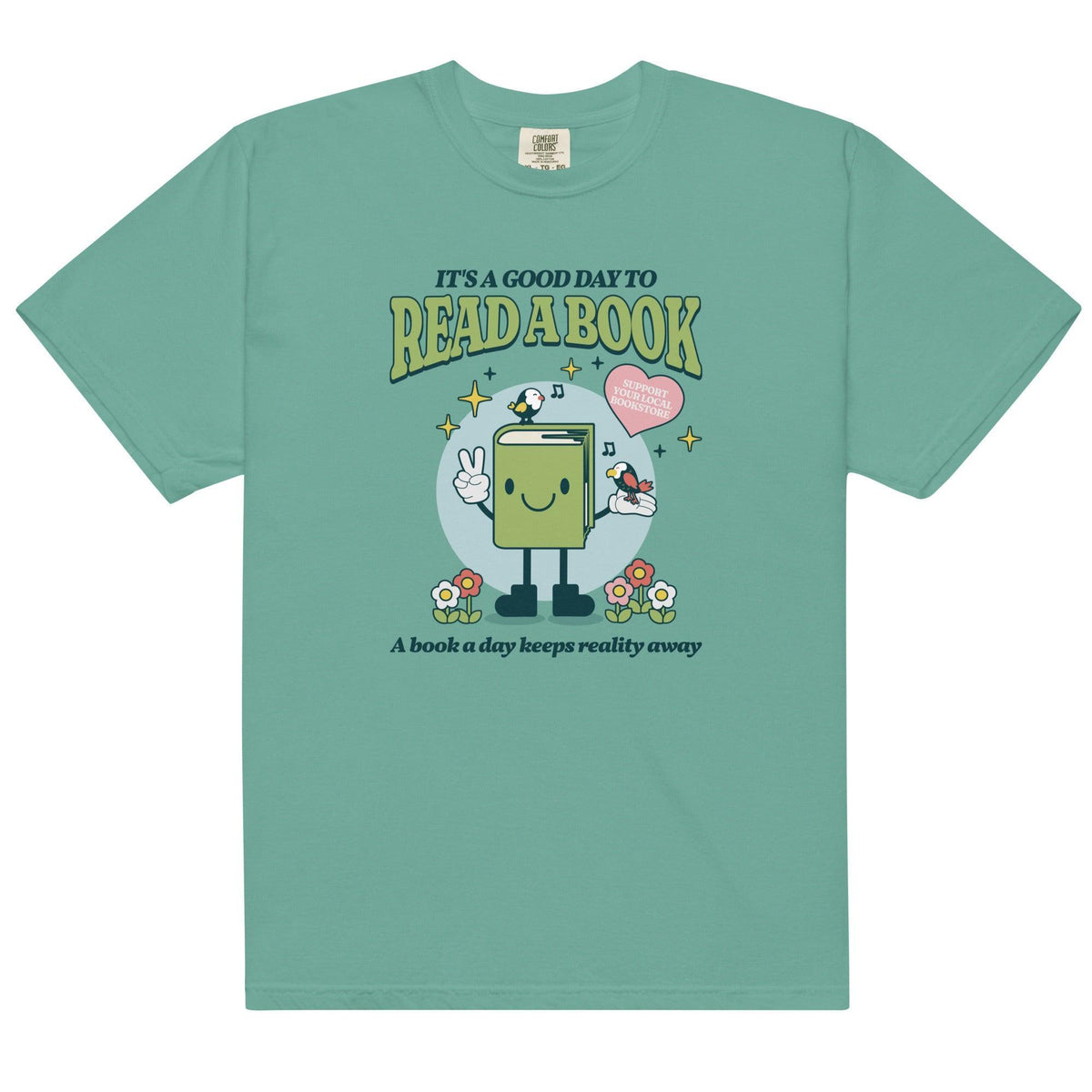 It's A Good Day To Read A Book Tee Shirt - The Bean Workshop - book lover, bookish, box tee, cute, read everyday, retro