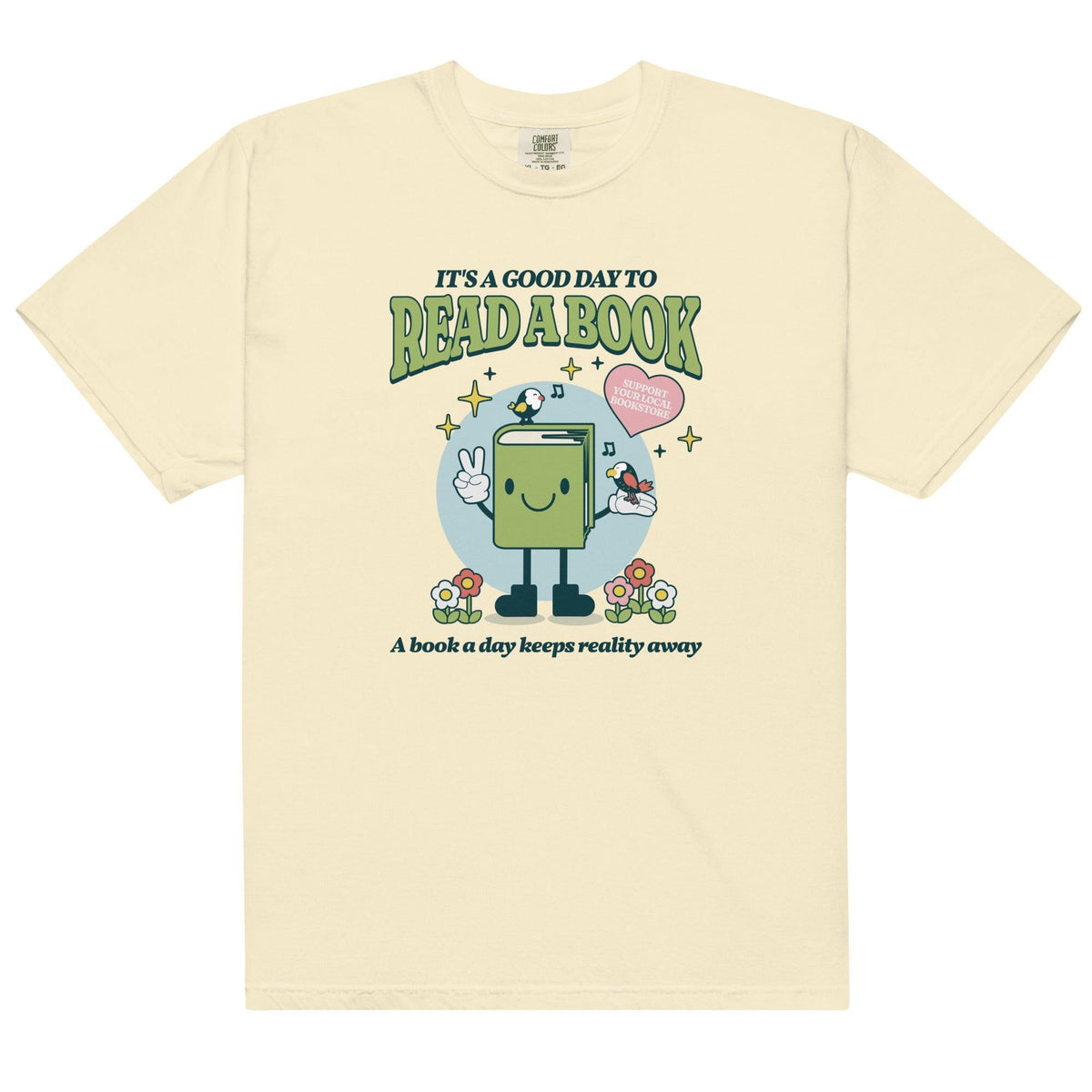 It's A Good Day To Read A Book Tee Shirt - The Bean Workshop - book lover, bookish, box tee, cute, read everyday, retro