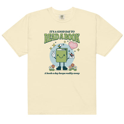 It's A Good Day To Read A Book Tee Shirt - The Bean Workshop - book lover, bookish, box tee, cute, read everyday, retro