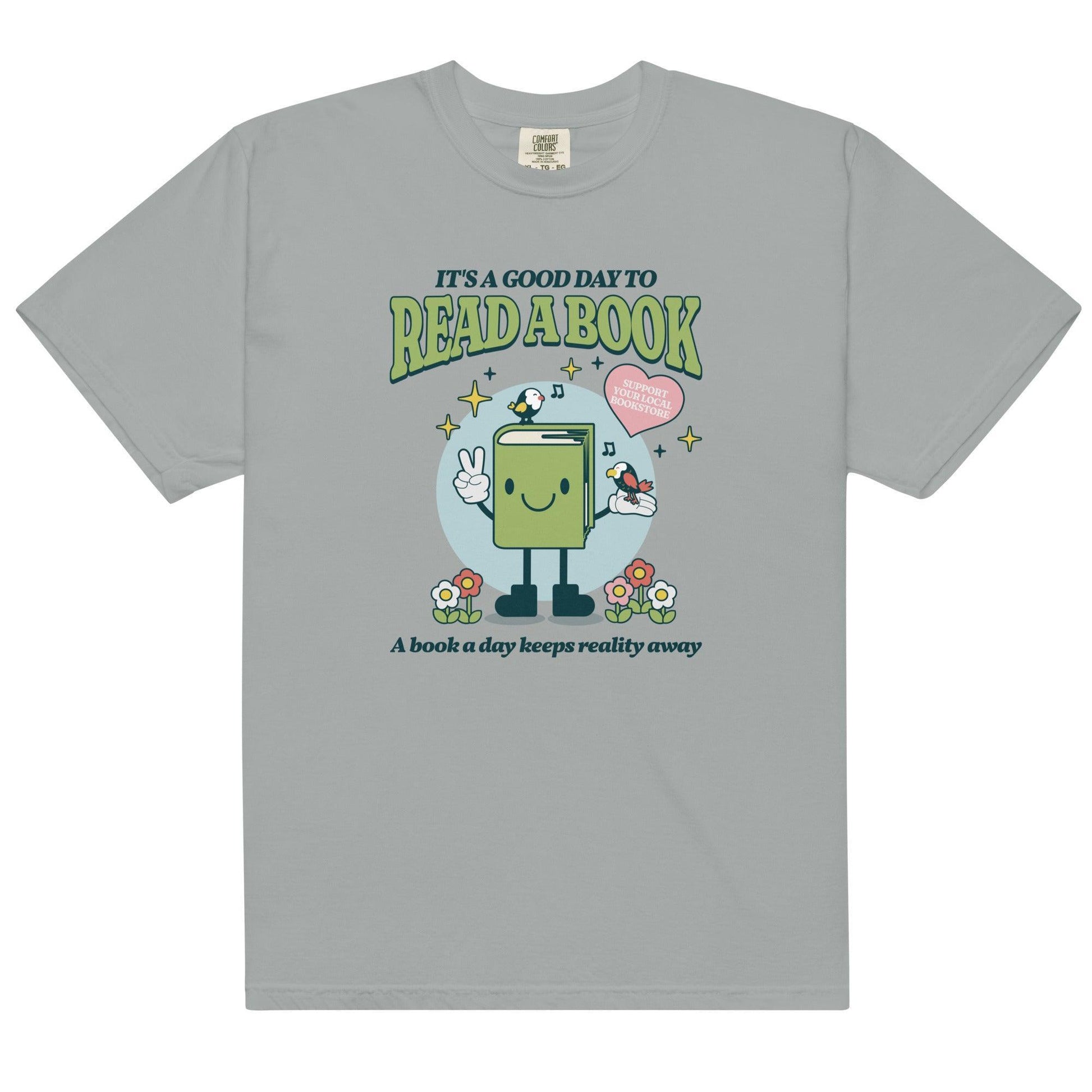 It's A Good Day To Read A Book Tee Shirt - The Bean Workshop - book lover, bookish, box tee, cute, read everyday, retro