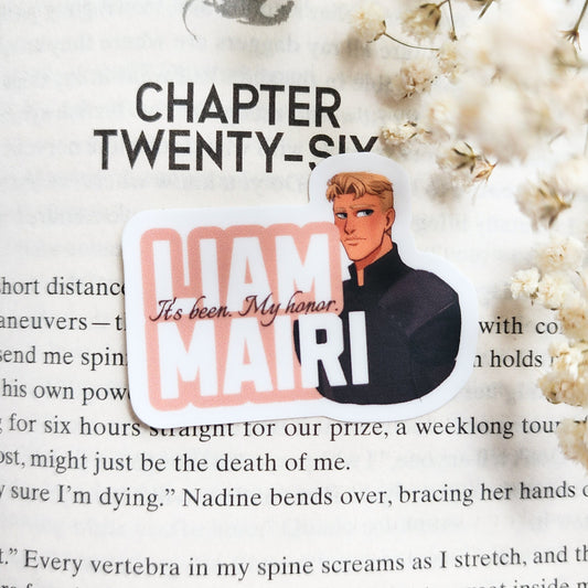 It's Been My Honor Liam Mairi Sticker - The Bean Workshop - dain aetos, fourth wing, Fourth Wing Merch, IMOGEN CARDULO, Liam Mairi, rebecca yarros, rhiannon Matthias, ridoc gamlyn, sticker, violet sorrengail, xaden riorson