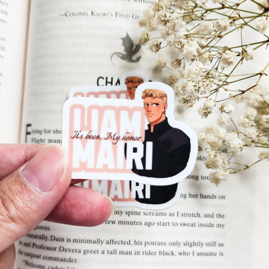 It's Been My Honor Liam Mairi Sticker - The Bean Workshop - dain aetos, fourth wing, Fourth Wing Merch, IMOGEN CARDULO, Liam Mairi, rebecca yarros, rhiannon Matthias, ridoc gamlyn, sticker, violet sorrengail, xaden riorson