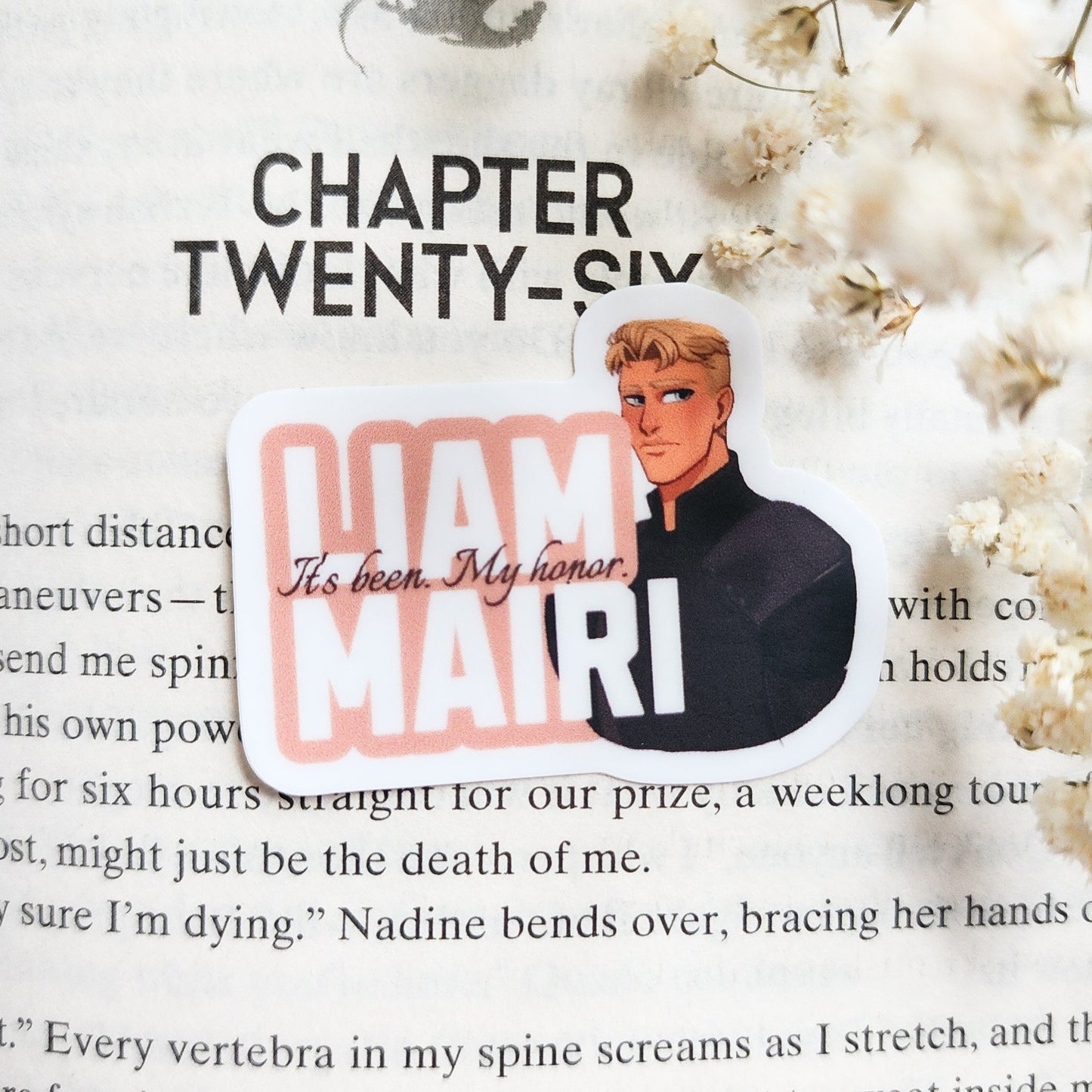 It's Been My Honor Liam Mairi Sticker - The Bean Workshop - dain aetos, fourth wing, Fourth Wing Merch, IMOGEN CARDULO, Liam Mairi, rebecca yarros, rhiannon Matthias, ridoc gamlyn, sticker, violet sorrengail, xaden riorson