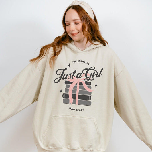 Just A Girl Who Reads Hoodie - The Bean Workshop - bookish, hoodie, read everyday