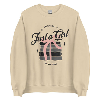 Just A Girl Who Reads Sweatshirt - The Bean Workshop - bookish, girly, read everyday, sweatshirt