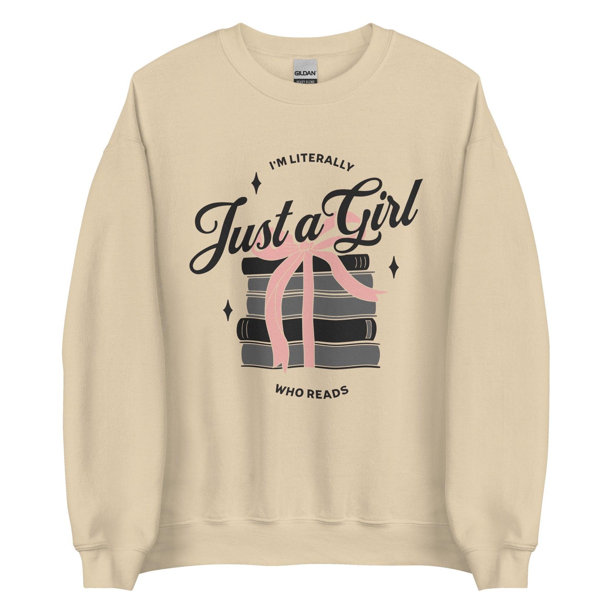 Just A Girl Who Reads Sweatshirt - The Bean Workshop - bookish, girly, read everyday, sweatshirt