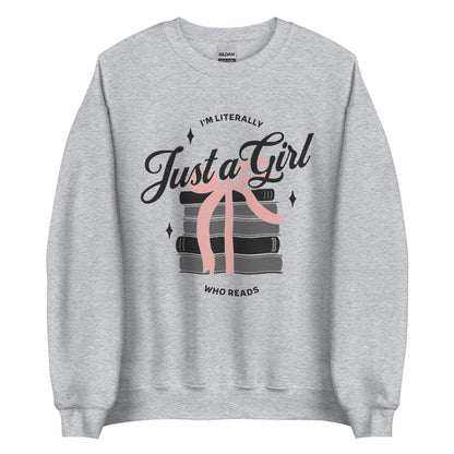 Just A Girl Who Reads Sweatshirt - The Bean Workshop - bookish, girly, read everyday, sweatshirt