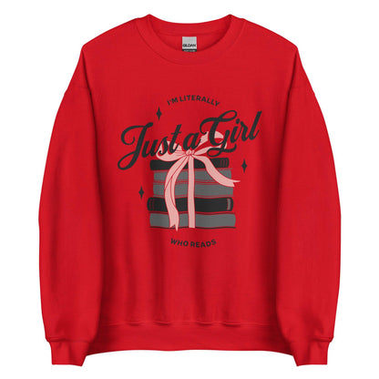 Just A Girl Who Reads Sweatshirt - The Bean Workshop - bookish, girly, read everyday, sweatshirt