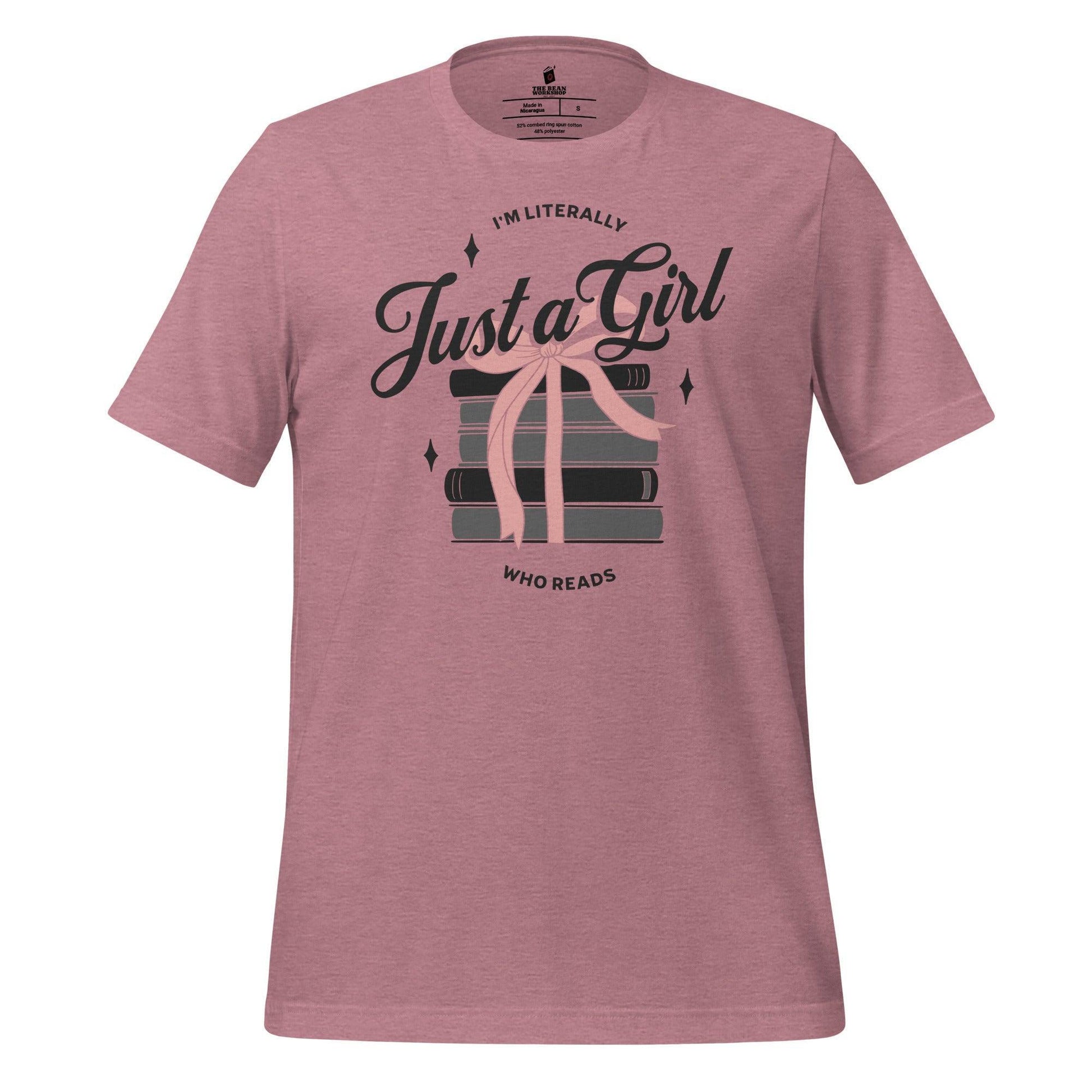 Just A Girl Who Reads T-Shirt - The Bean Workshop - book lover, bookish, bow, coquette, read everyday, t-shirt