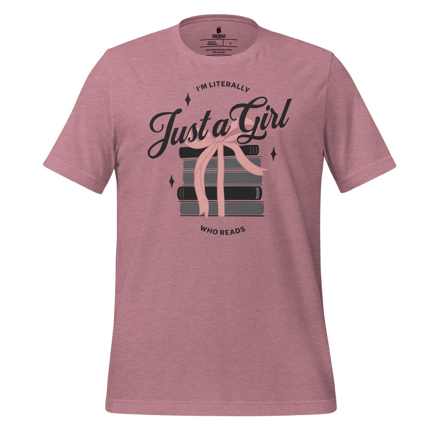 Just A Girl Who Reads T-Shirt - The Bean Workshop - book lover, bookish, bow, coquette, t-shirt