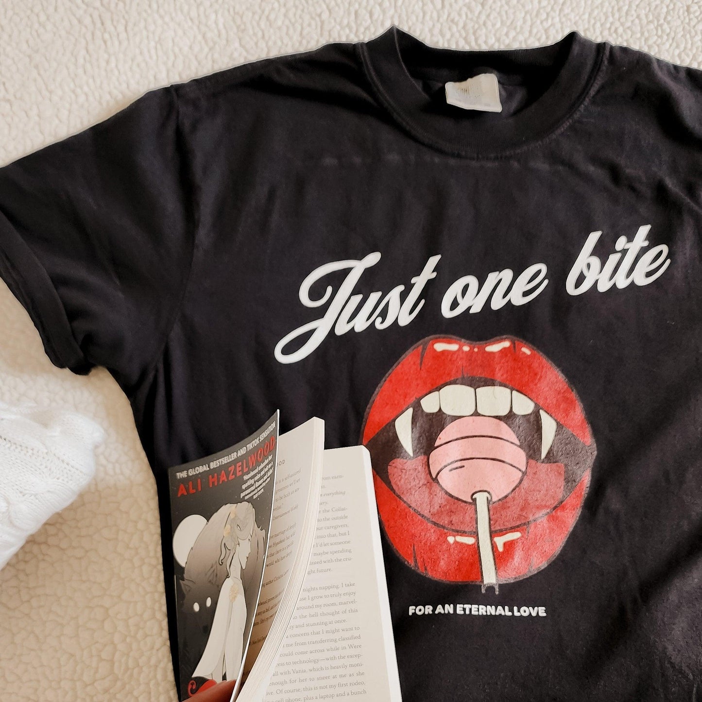 Just One Bite for an Eternal Love Tee Shirt - The Bean Workshop - book lovers, box tee, halloween, read everyday, vampire