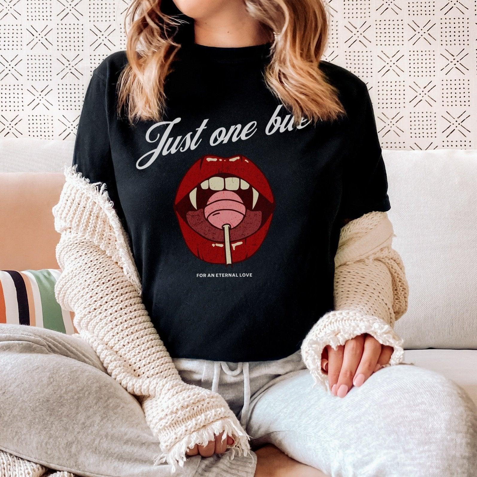 Just One Bite for an Eternal Love Tee Shirt - The Bean Workshop - book lovers, box tee, halloween, read everyday, vampire