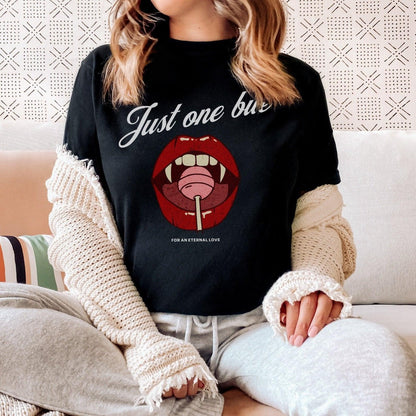Just One Bite for an Eternal Love Tee Shirt - The Bean Workshop - book lovers, box tee, halloween, read everyday, vampire