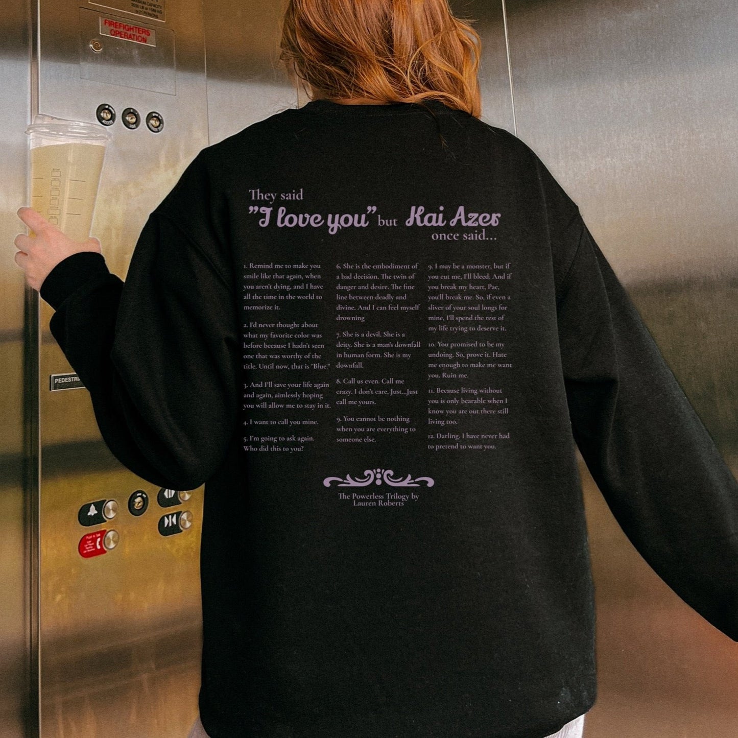 Kai Azer Book Quotes Embroidered Sweatshirt