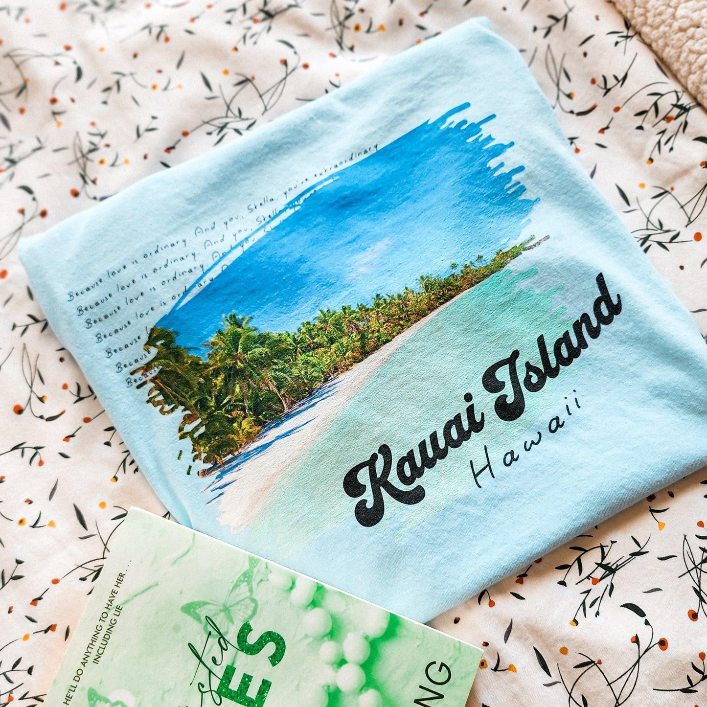 Kauai Island Stella & Christian Tee Shirt - The Bean Workshop - ana huang, beach vibe, box tee, christian harper, retro, stella allonso, twisted