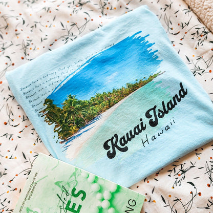Kauai Island Stella & Christian Tee Shirt - The Bean Workshop - ana huang, beach vibe, box tee, christian harper, retro, stella allonso, twisted