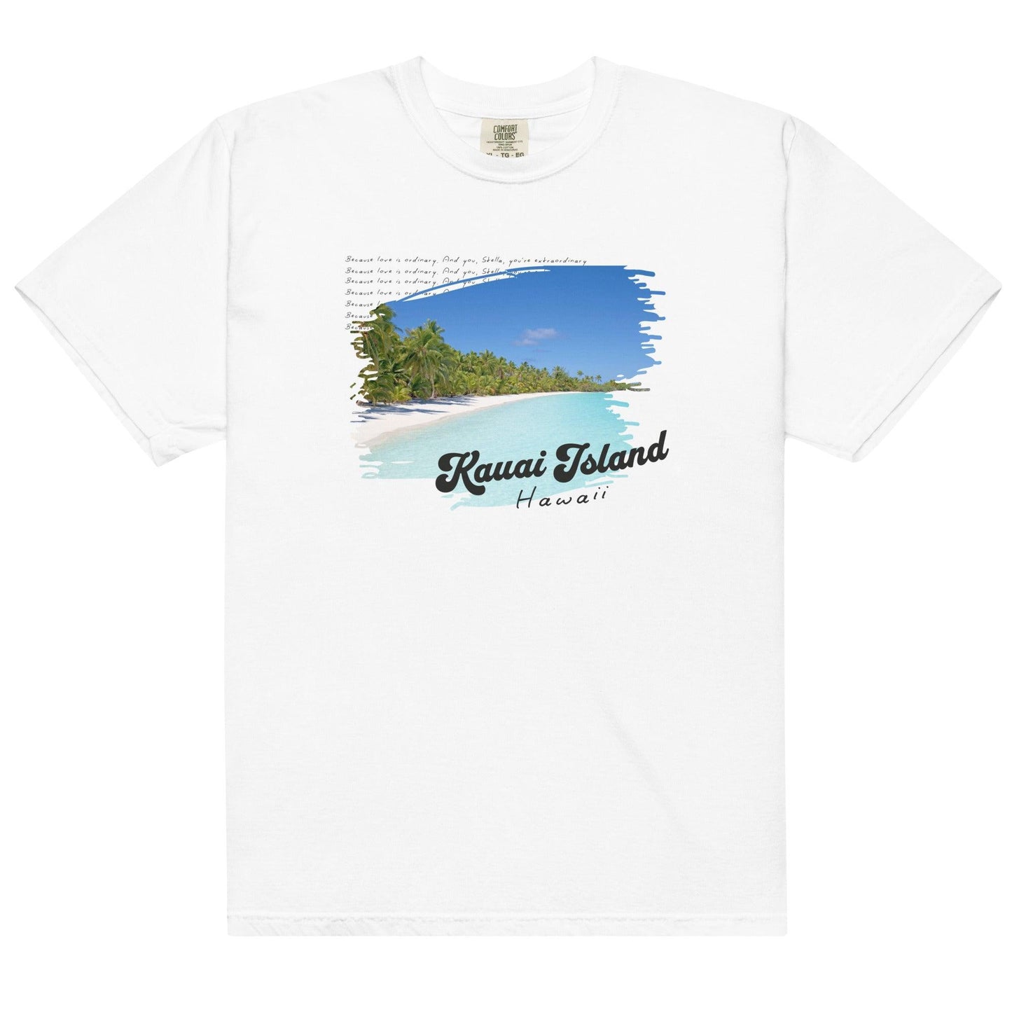 Kauai Island Stella & Christian Tee Shirt - The Bean Workshop - ana huang, beach vibe, box tee, christian harper, retro, stella allonso, twisted