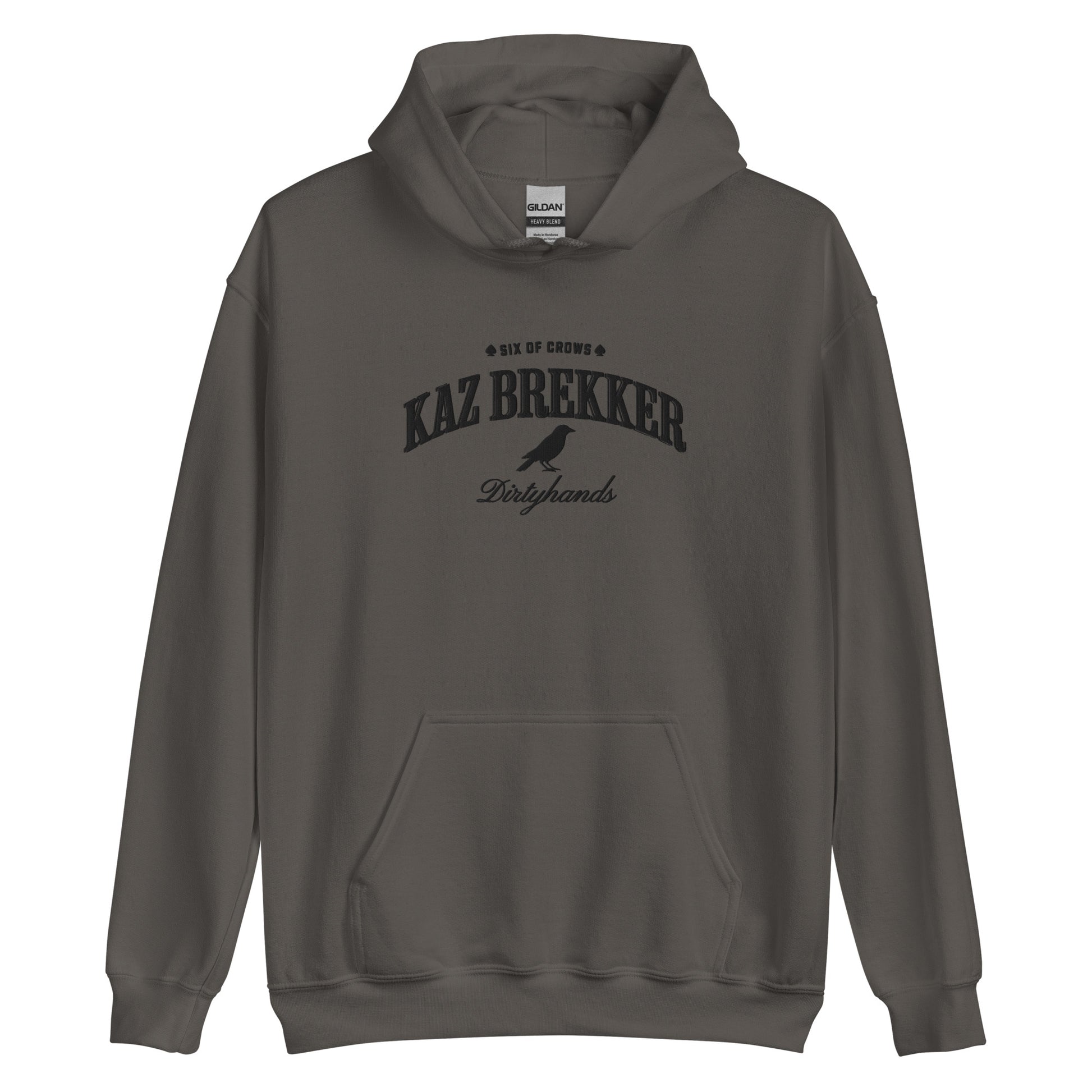 Kaz Brekker Embroidered Hoodie - The Bean Workshop - embroidered, hoodie, kaz brekker, leigh bardugo, six of crows, Six of Crows fan merchandise, Six of Crows hooded sweatshirt, The Dregs apparel