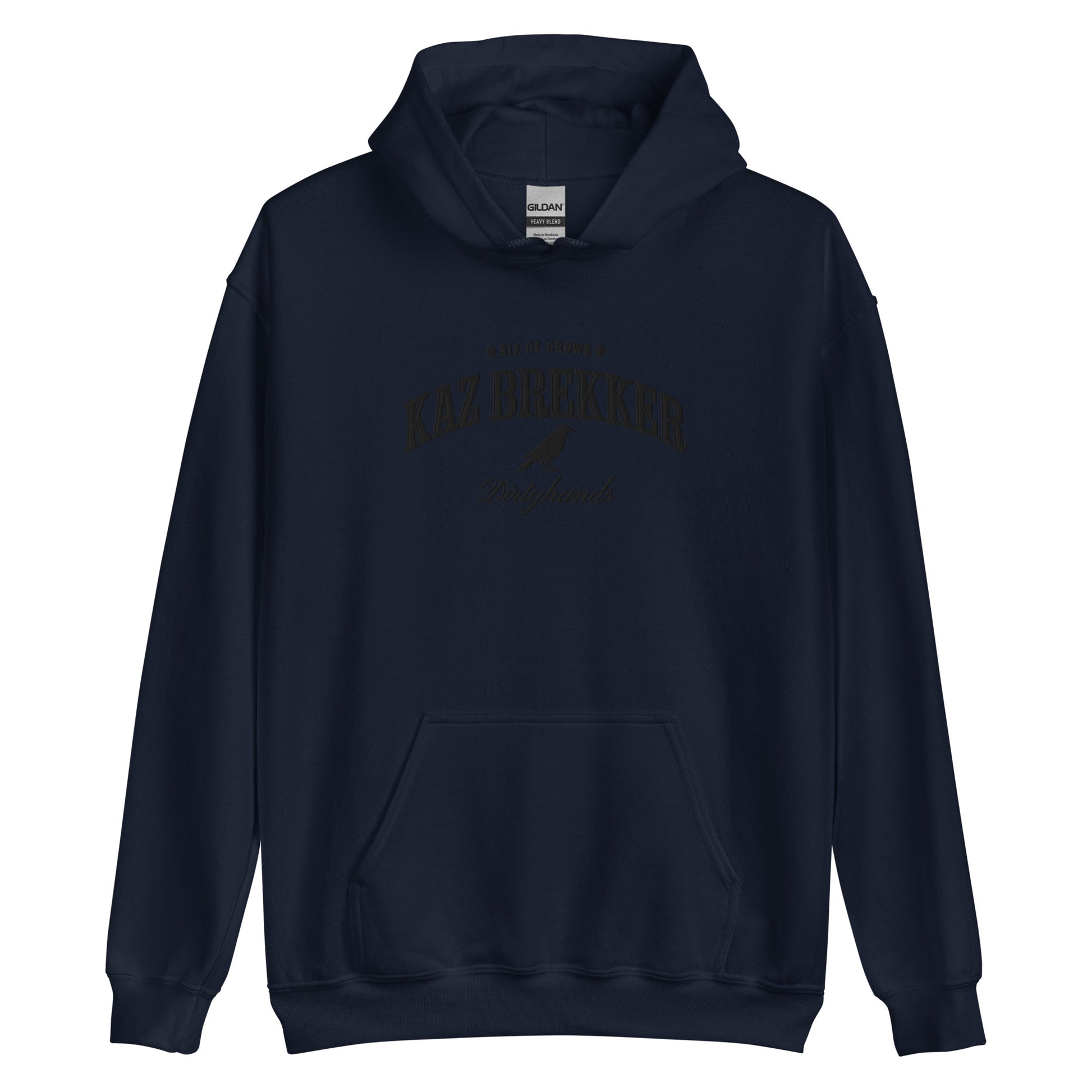 Kaz Brekker Embroidered Hoodie - The Bean Workshop - embroidered, hoodie, kaz brekker, leigh bardugo, six of crows, Six of Crows fan merchandise, Six of Crows hooded sweatshirt, The Dregs apparel