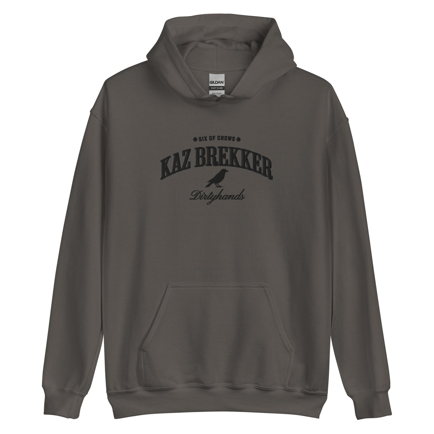 Kaz Brekker Embroidered Hoodie - The Bean Workshop - embroidered, hoodie, kaz brekker, leigh bardugo, six of crows, Six of Crows fan merchandise, Six of Crows hooded sweatshirt, The Dregs apparel