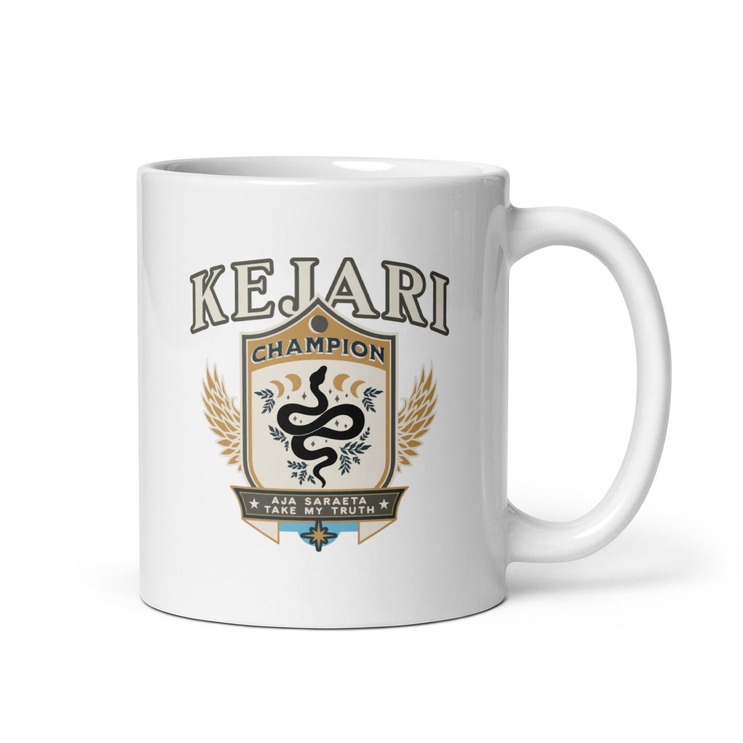 Kejari Mug - The Bean Workshop - bookish accessories, Bookish Fashion, Carissa Broadbent, ceramic mug, coffee mug, Fandom Merch, Kejari Tournament, mug, The Serpent and The Wings of Night