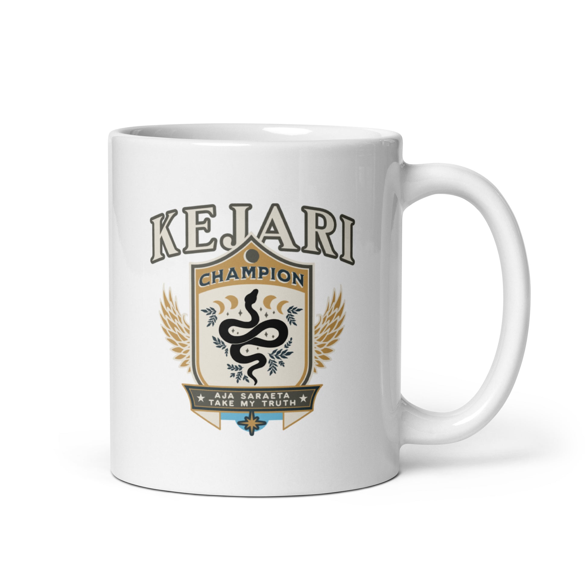 Kejari Mug - The Bean Workshop - bookish accessories, Bookish Fashion, Carissa Broadbent, ceramic mug, coffee mug, Fandom Merch, Kejari Tournament, mug, The Serpent and The Wings of Night