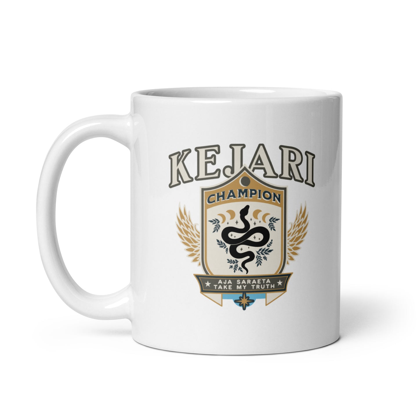 Kejari Mug - The Bean Workshop - bookish accessories, Bookish Fashion, Carissa Broadbent, ceramic mug, coffee mug, Fandom Merch, Kejari Tournament, mug, The Serpent and The Wings of Night