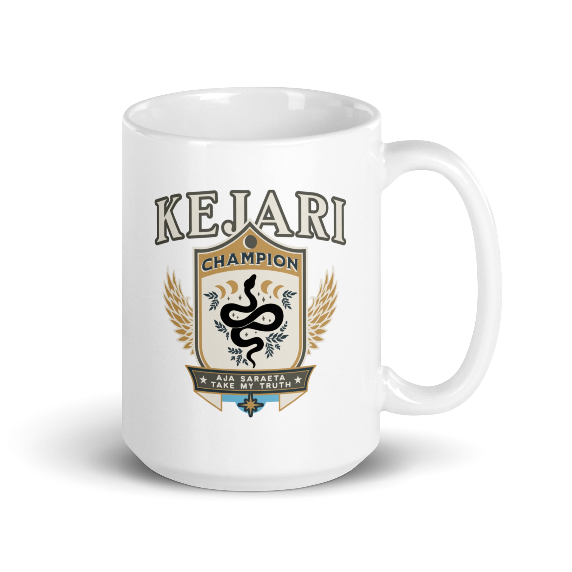 Kejari Mug - The Bean Workshop - bookish accessories, Bookish Fashion, Carissa Broadbent, ceramic mug, coffee mug, Fandom Merch, Kejari Tournament, mug, The Serpent and The Wings of Night