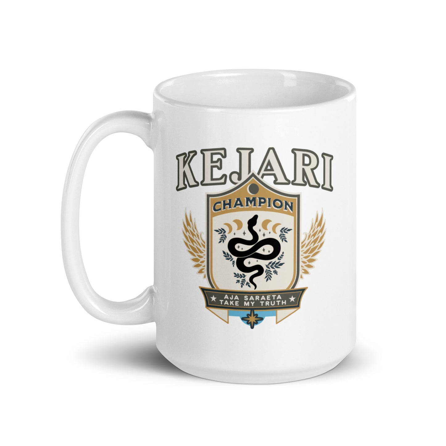 Kejari Mug - The Bean Workshop - bookish accessories, Bookish Fashion, Carissa Broadbent, ceramic mug, coffee mug, Fandom Merch, Kejari Tournament, mug, The Serpent and The Wings of Night