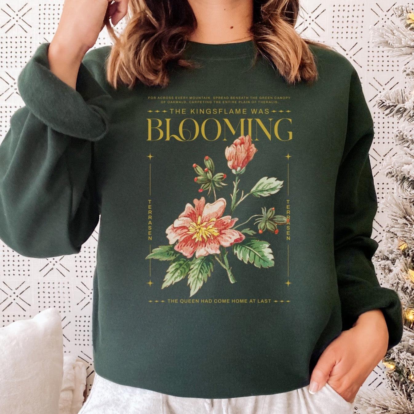 Kingsflame was Blooming Sweatshirt - The Bean Workshop - aelin galathynius, sarah j. maas, sweatshirt, throne of glass, tog