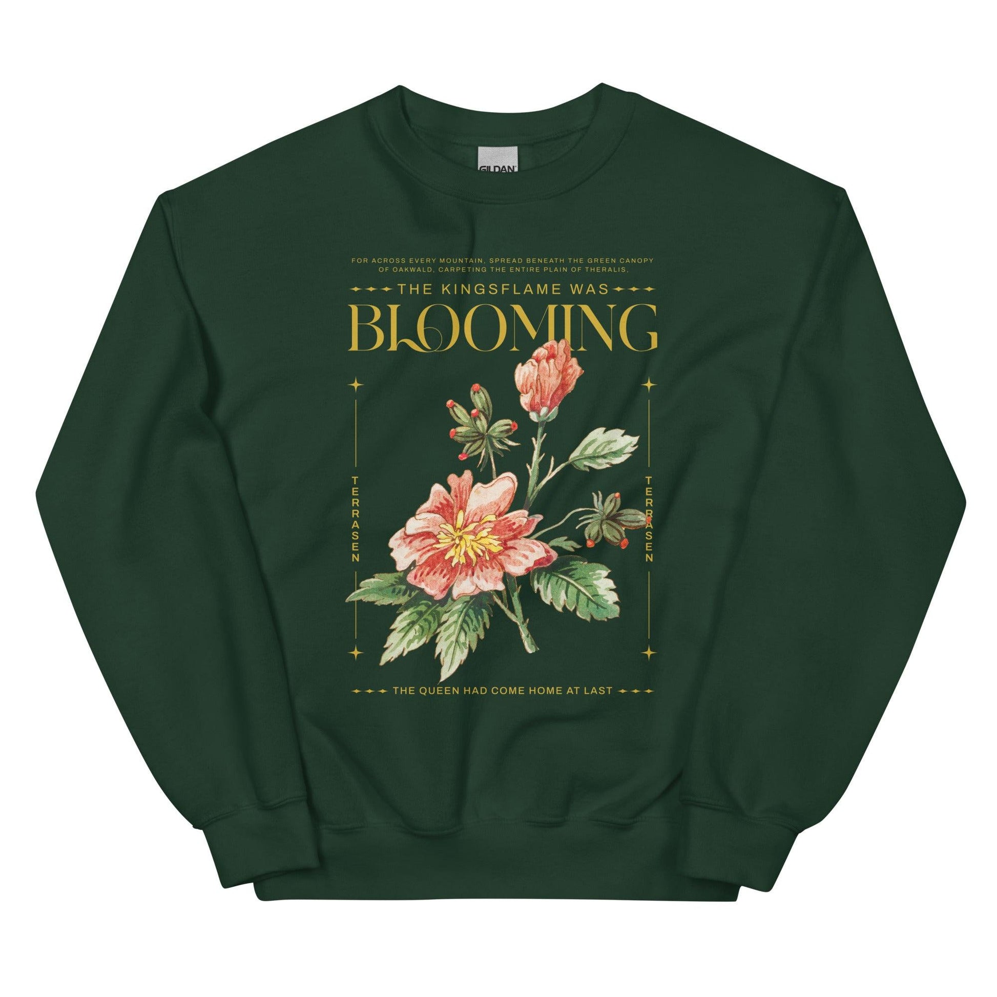 Kingsflame was Blooming Sweatshirt - The Bean Workshop - aelin galathynius, sarah j. maas, sweatshirt, throne of glass, tog