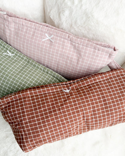 Large Quilted Gingham Pouch with Wrist Strap - The Bean Workshop - accessories, cute bag, gift, makeup bag, organizer, pencil case, pouch, quilted, travel pouch, wristlet