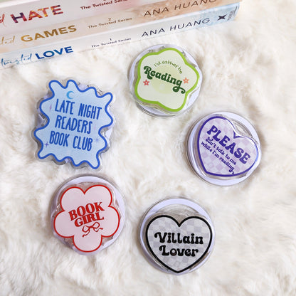 Late Night Readers Book Club Glitter Magnetic Kindle Grip or Phone Holder - The Bean Workshop - Bookish Accessories, kindle grip, reading accessories