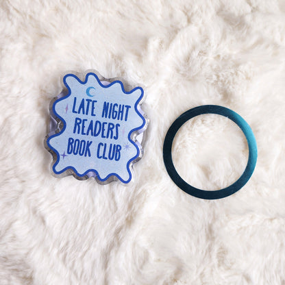 Late Night Readers Book Club Glitter Magnetic Kindle Grip or Phone Holder - The Bean Workshop - Bookish Accessories, kindle grip, reading accessories
