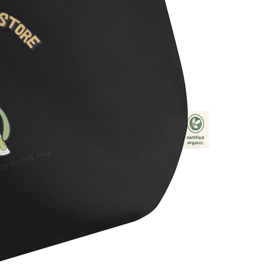 Let's Go to the Bookstore Large Organic Cotton Twill Tote Bag - The Bean Workshop - book lover tote, bookstore bag, bookworm bag, canvas tote, ghost tote, library tote, literary tote, reading bag, reusable shopping bag, spooky season accessory, TBR bag, too many books tote