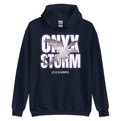 Let Us Be Menaces Onyx Storm Hoodie - The Bean Workshop - fourth wing, hooded sweatshirt, hoodie, iron flame, onyx storm, rebecca yarros