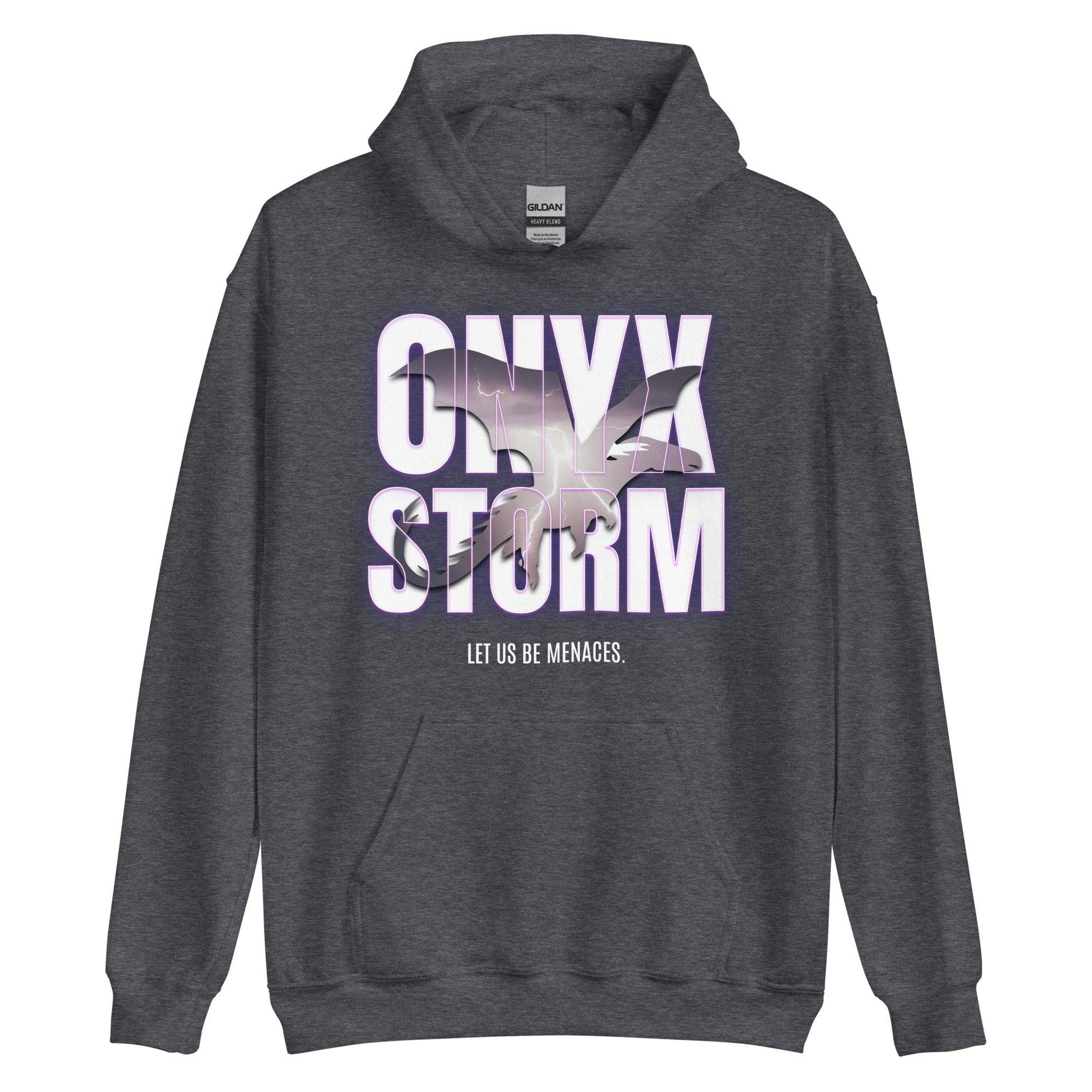 Let Us Be Menaces Onyx Storm Hoodie - The Bean Workshop - fourth wing, hooded sweatshirt, hoodie, iron flame, onyx storm, rebecca yarros