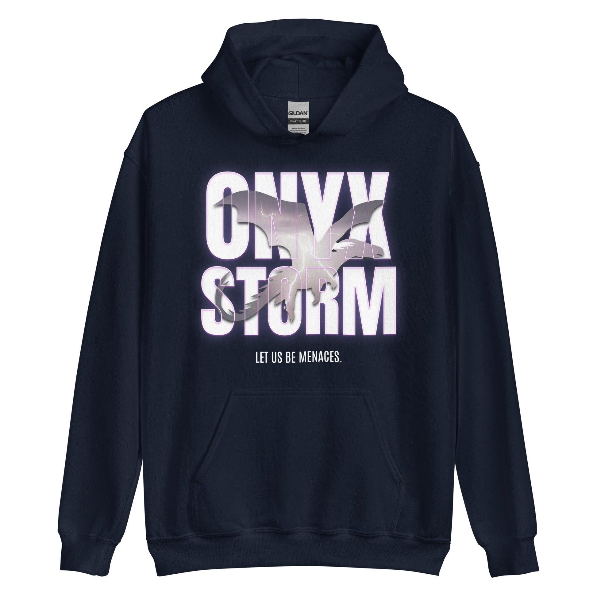 Let Us Be Menaces Onyx Storm Hoodie - The Bean Workshop - fourth wing, hooded sweatshirt, hoodie, iron flame, onyx storm, rebecca yarros