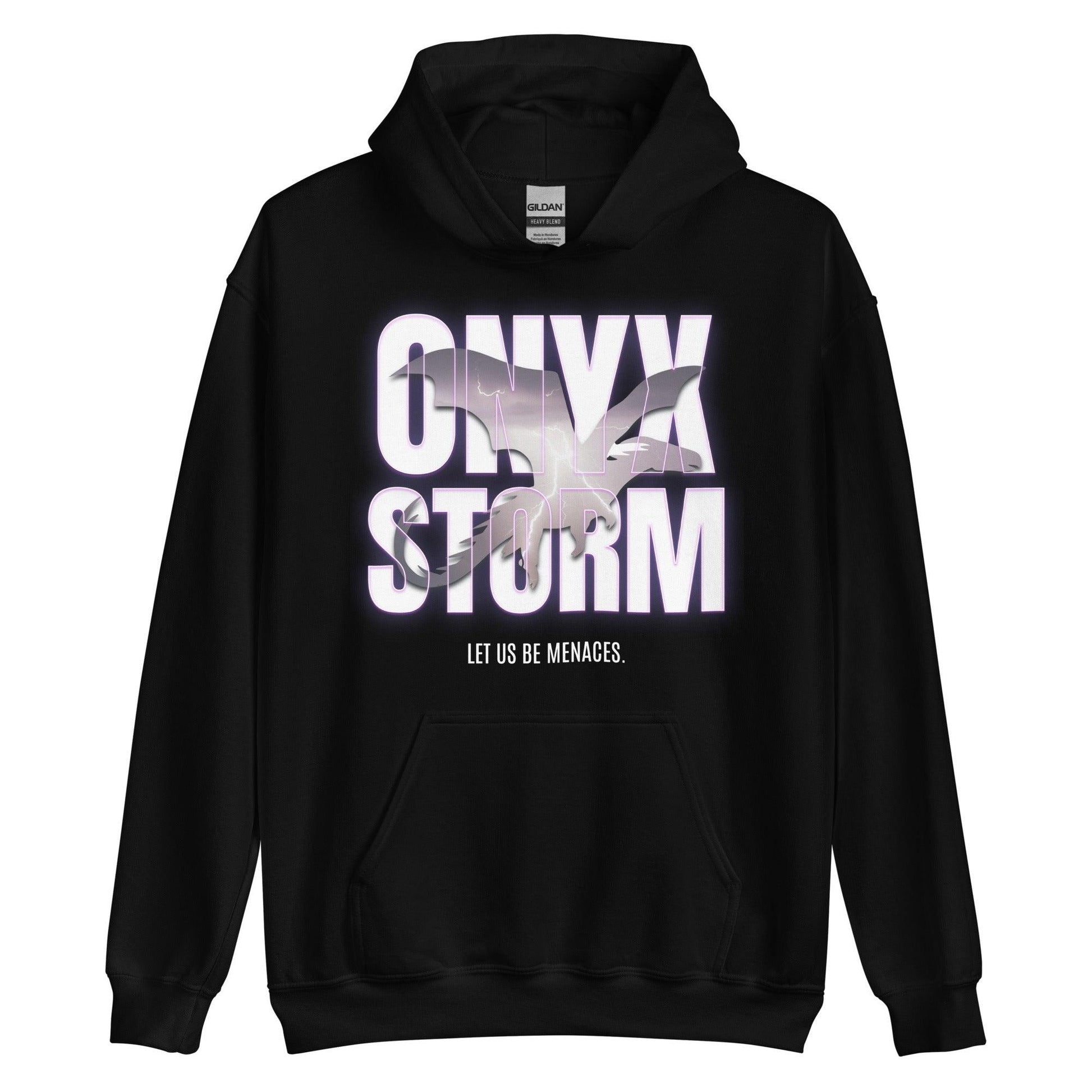 Let Us Be Menaces Onyx Storm Hoodie - The Bean Workshop - fourth wing, hooded sweatshirt, hoodie, iron flame, onyx storm, rebecca yarros