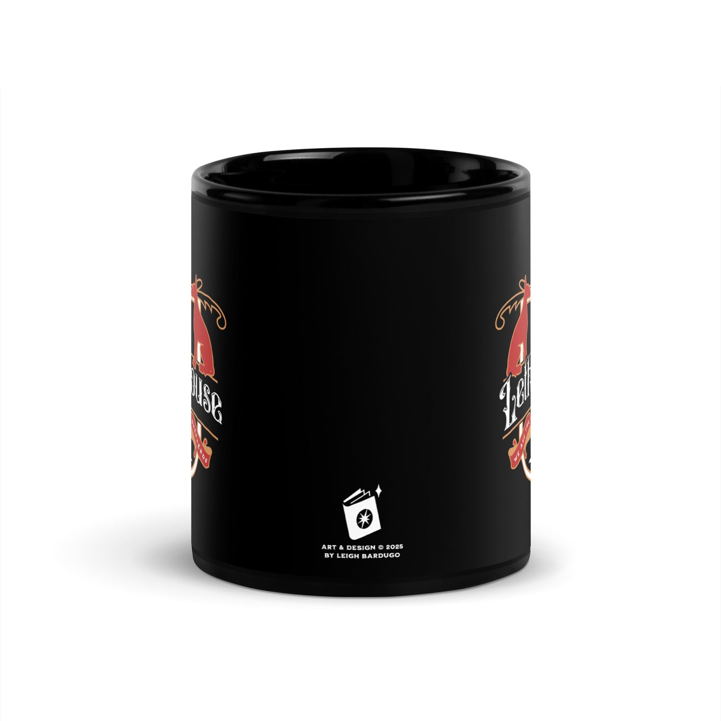 Lethe House Black Glossy Mug - The Bean Workshop - Alex Stern, Book Lover Gift, Bookworm Gift, Collegiate Design, Dark academia gift for readers, Fantasy Book Mug, Leigh Bardugo bookish merch, Lethe House coffee cup, Literary Crest Mug, New Haven, Ninth House mug, We are the Shepherds, Yale secret society