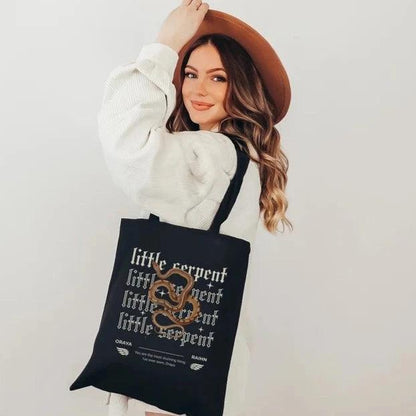 Little Serpent Large Organic Cotton Twill Tote Bag - The Bean Workshop - bag, carissa broadbent, the serpent and the wings of night, tote