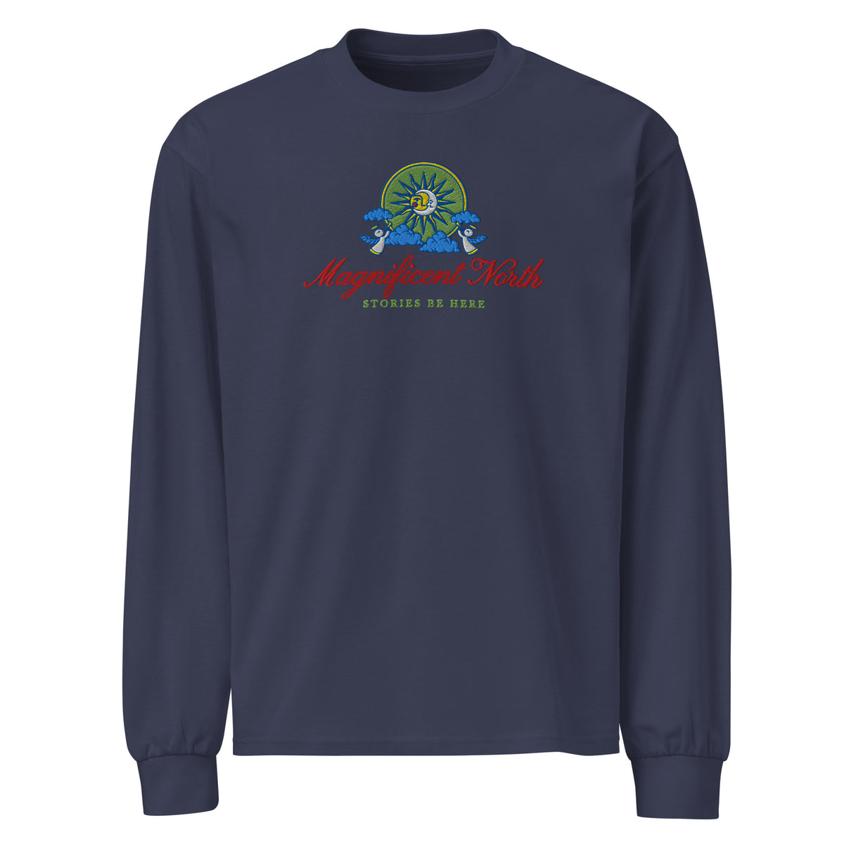 Magnificent North Embroidered Premium Heavyweight Long Sleeve Shirt - The Bean Workshop - embroidered, embroidery, evangeline fox, jacks, long sleeve shirt, magnificent north, once upon a broken heart, ouabh, prince of heart, stephanie garber