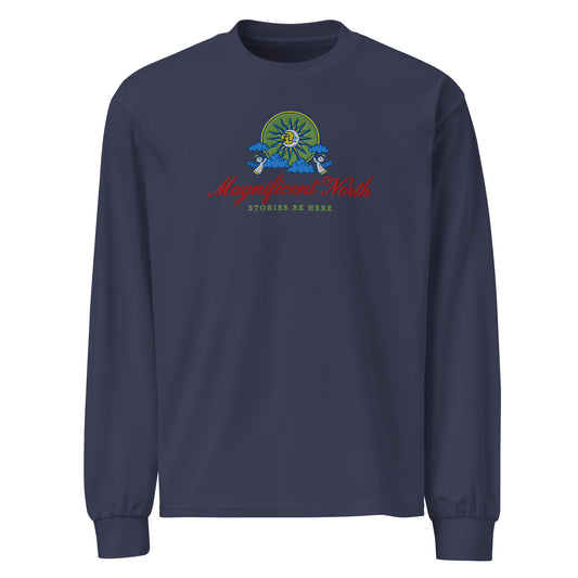 Magnificent North Embroidered Premium Heavyweight Long Sleeve Shirt - The Bean Workshop - embroidered, embroidery, evangeline fox, jacks, long sleeve shirt, magnificent north, once upon a broken heart, ouabh, prince of heart, stephanie garber