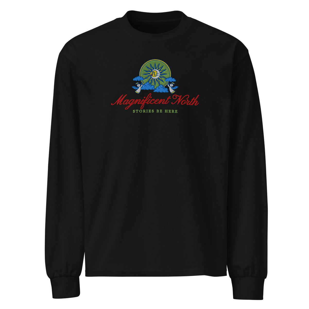 Magnificent North Embroidered Premium Heavyweight Long Sleeve Shirt - The Bean Workshop - embroidered, embroidery, evangeline fox, jacks, long sleeve shirt, magnificent north, once upon a broken heart, ouabh, prince of heart, stephanie garber