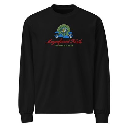 Magnificent North Embroidered Premium Heavyweight Long Sleeve Shirt - The Bean Workshop - embroidered, embroidery, evangeline fox, jacks, long sleeve shirt, magnificent north, once upon a broken heart, ouabh, prince of heart, stephanie garber