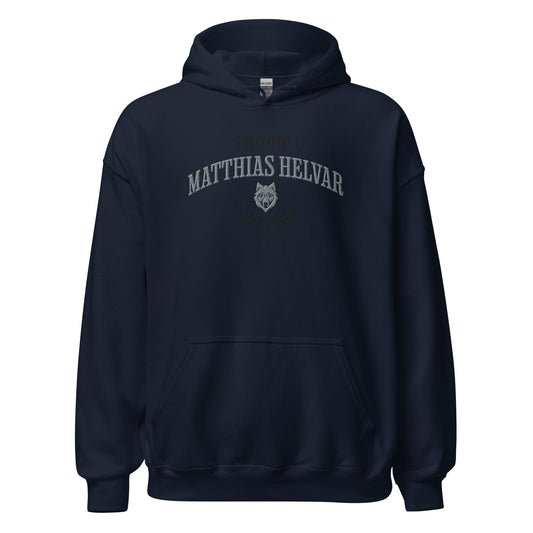 Matthias Helvar Embroidered Hoodie - The Bean Workshop - Bookworm Hoodie, Drüskelle fan merchandise, Fandom Apparel, Fantasy Character, Fjerdan Wolf, Grishaverse gift, Helnik, Leigh Bardugo literary merch, Literary Streetwear, Matthias Helvar embroidered hoodie, Minimalist Design, Six of Crows hooded sweatshirt, The Dregs apparel
